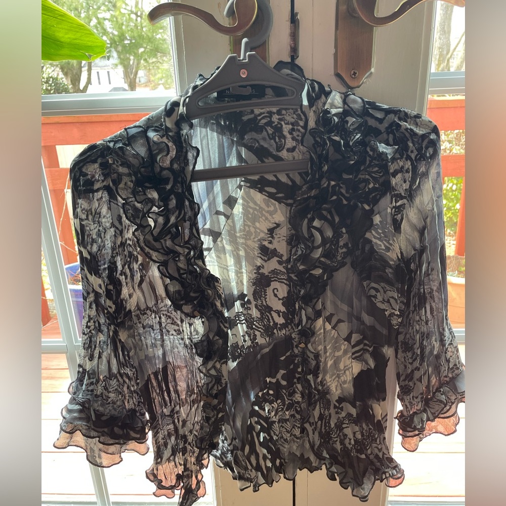 Sheer Blouse with ruffles and beads